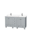 Wyndham Acclaim 60" Double Bathroom Vanity In Oyster Gray White Cultured Marble Countertop Undermount Square Sinks And No Mirrors WCV800060DOYWCUNSMXX