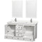 Wyndham Acclaim 60" Double Bathroom Vanity In White Light-Vein Carrara Cultured Marble Countertop Undermount Square Sinks and 24" Mirrors WCV800060DWHC2UNSM24