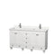 Wyndham Acclaim 60" Double Bathroom Vanity In White Light-Vein Carrara Cultured Marble Countertop Undermount Square Sinks And No Mirrors WCV800060DWHC2UNSMXX