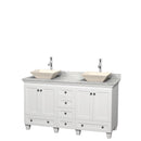 Wyndham Acclaim 60" Double Bathroom Vanity In White White Carrara Marble Countertop Pyra Bone Sinks And No Mirrors WCV800060DWHCMD2BMXX