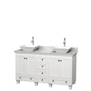 Wyndham Acclaim 60" Double Bathroom Vanity In White White Carrara Marble Countertop Pyra White Sinks And No Mirrors WCV800060DWHCMD2WMXX