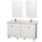 Wyndham Acclaim 60" Double Bathroom Vanity In White White Carrara Marble Countertop Undermount Square Sinks And 24" Mirrors WCV800060DWHCMUNSM24