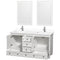 Wyndham Acclaim 60" Double Bathroom Vanity In White White Cultured Marble Countertop Undermount Square Sinks and 24" Mirrors WCV800060DWHWCUNSM24