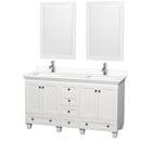 Wyndham Acclaim 60" Double Bathroom Vanity In White White Cultured Marble Countertop Undermount Square Sinks And 24" Mirrors WCV800060DWHWCUNSM24