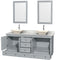 Wyndham Acclaim 72" Double Bathroom Vanity In Oyster Gray White Carrara Marble Countertop Pyra Bone Porcelain Sinks and 24" Mirrors WCV800072DOYCMD2BM24