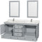 Wyndham Acclaim 72" Double Bathroom Vanity In Oyster Gray White Carrara Marble Countertop Undermount Square Sinks and 24" Mirrors WCV800072DOYCMUNSM24