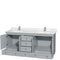 Wyndham Acclaim 72" Double Bathroom Vanity In Oyster Gray White Carrara Marble Countertop Undermount Square Sinks and No Mirror WCV800072DOYCMUNSMXX