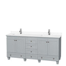 Wyndham Acclaim 72" Double Bathroom Vanity In Oyster Gray White Cultured Marble Countertop Undermount Square Sinks And No Mirrors WCV800072DOYWCUNSMXX