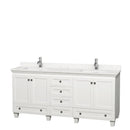 Wyndham Acclaim 72" Double Bathroom Vanity In White Light-Vein Carrara Cultured Marble Countertop Undermount Square Sinks And No Mirrors WCV800072DWHC2UNSMXX