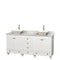 Wyndham Acclaim 72" Double Bathroom Vanity In White White Carrara Marble Countertop Pyra Bone Sinks And No Mirrors WCV800072DWHCMD2BMXX