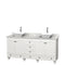 Wyndham Acclaim 72" Double Bathroom Vanity In White White Carrara Marble Countertop Pyra White Sinks And No Mirrors WCV800072DWHCMD2WMXX