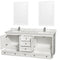 Wyndham Acclaim 72" Double Bathroom Vanity In White White Carrara Marble Countertop Undermount Square Sinks and 24" Mirrors WCV800072DWHCMUNSM24