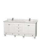 Wyndham Acclaim 72" Double Bathroom Vanity In White White Carrara Marble Countertop Undermount Square Sinks And No Mirrors WCV800072DWHCMUNSMXX