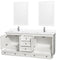 Wyndham Acclaim 72" Double Bathroom Vanity In White White Cultured Marble Countertop Undermount Square Sinks and 24" Mirrors WCV800072DWHWCUNSM24