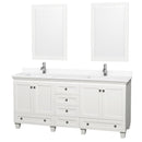 Wyndham Acclaim 72" Double Bathroom Vanity In White White Cultured Marble Countertop Undermount Square Sinks And 24" Mirrors WCV800072DWHWCUNSM24