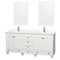 Wyndham Acclaim 72" Double Bathroom Vanity In White White Cultured Marble Countertop Undermount Square Sinks And 24" Mirrors WCV800072DWHWCUNSM24