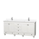 Wyndham Acclaim 72" Double Bathroom Vanity In White White Cultured Marble Countertop Undermount Square Sinks And No Mirrors WCV800072DWHWCUNSMXX