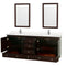 Wyndham Acclaim 80" Double Bathroom Vanity In Espresso Light-Vein Carrara Cultured Marble Countertop Undermount Square Sinks and 24" Mirrors WCV800080DESC2UNSM24