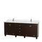 Wyndham Acclaim 80" Double Bathroom Vanity In Espresso White Carrara Marble Countertop Undermount Square Sinks And No Mirrors WCV800080DESCMUNSMXX