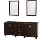 Wyndham Acclaim 80" Double Bathroom Vanity In Espresso No Countertop No Sinks And 24" Mirrors WCV800080DESCXSXXM24