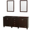 Wyndham Acclaim 80" Double Bathroom Vanity In Espresso No Countertop No Sinks And 24" Mirrors WCV800080DESCXSXXM24