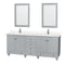 Wyndham Acclaim 80" Double Bathroom Vanity In Oyster Gray Light-Vein Carrara Cultured Marble Countertop Undermount Square Sinks And 24" Mirrors WCV800080DOYC2UNSM24