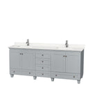 Wyndham Acclaim 80" Double Bathroom Vanity In Oyster Gray Light-Vein Carrara Cultured Marble Countertop Undermount Square Sinks And No Mirrors WCV800080DOYC2UNSMXX