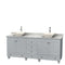 Wyndham Acclaim 80" Double Bathroom Vanity In Oyster Gray White Carrara Marble Countertop Pyra Bone Porcelain Sinks And No Mirrors WCV800080DOYCMD2BMXX