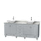 Wyndham Acclaim 80" Double Bathroom Vanity In Oyster Gray White Carrara Marble Countertop Pyra White Porcelain Sinks And No Mirrors WCV800080DOYCMD2WMXX