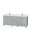 Wyndham Acclaim 80" Double Bathroom Vanity In Oyster Gray White Carrara Marble Countertop Undermount Square Sinks And No Mirror WCV800080DOYCMUNSMXX