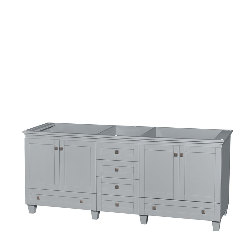 Wyndham Acclaim 80" Double Bathroom Vanity In Oyster Gray No Countertop No Sink And No Mirror WCV800080DOYCXSXXMXX