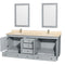 Wyndham AAA Acclaim 80" Double Bathroom Vanity In Oyster Gray Ivory Marble Countertop Undermount Square Sinks and 24" Mirrors WCV800080DOYIVUNSM24