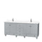 Wyndham Acclaim 80" Double Bathroom Vanity In Oyster Gray White Cultured Marble Countertop Undermount Square Sinks And No Mirrors WCV800080DOYWCUNSMXX