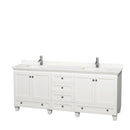 Wyndham Acclaim 80" Double Bathroom Vanity In White Light-Vein Carrara Cultured Marble Countertop Undermount Square Sinks And No Mirrors WCV800080DWHC2UNSMXX