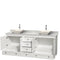 Wyndham Acclaim 80" Double Bathroom Vanity In White White Carrara Marble Countertop Pyra Bone Porcelain Sinks and No Mirrors WCV800080DWHCMD2BMXX