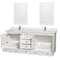 Wyndham Acclaim 80" Double Bathroom Vanity In White White Carrara Marble Countertop Undermount Square Sinks and 24" Mirrors WCV800080DWHCMUNSM24