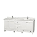 Wyndham Acclaim 80" Double Bathroom Vanity In White White Carrara Marble Countertop Undermount Square Sinks And No Mirrors WCV800080DWHCMUNSMXX