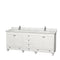 Wyndham Acclaim 80" Double Bathroom Vanity In White White Carrara Marble Countertop Undermount Square Sinks And No Mirrors WCV800080DWHCMUNSMXX