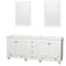 Wyndham Acclaim 80" Double Bathroom Vanity In White No Countertop No Sinks And 24" Mirrors WCV800080DWHCXSXXM24