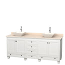 Wyndham AAA Acclaim 80" Double Bathroom Vanity In White Ivory Marble Countertop Pyra Bone Porcelain Sinks And No Mirrors WCV800080DWHIVD2BMXX