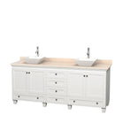 Wyndham AAA Acclaim 80" Double Bathroom Vanity In White Ivory Marble Countertop Pyra White Porcelain Sinks And No Mirrors WCV800080DWHIVD2WMXX