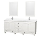 Wyndham Acclaim 80" Double Bathroom Vanity In White White Cultured Marble Countertop Undermount Square Sinks And 24" Mirrors WCV800080DWHWCUNSM24