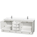 Wyndham Acclaim 80" Double Bathroom Vanity In White White Cultured Marble Countertop Undermount Square Sinks and No Mirrors WCV800080DWHWCUNSMXX