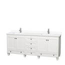 Wyndham Acclaim 80" Double Bathroom Vanity In White White Cultured Marble Countertop Undermount Square Sinks And No Mirrors WCV800080DWHWCUNSMXX