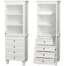 Wyndham Acclaim Bathroom Linen Tower In White with Shelved Cabinet Storage and 4 Drawers WCV8000LTWH