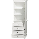 Wyndham Acclaim Bathroom Linen Tower In White with Shelved Cabinet Storage and 4 Drawers WCV8000LTWH