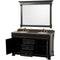 Wyndham AAA Andover 60" Double Bathroom Vanity In Black Imperial Brown Granite Countertop Undermount Oval Sinks and 56" Mirror WCVTRAD60DBKIBUNOM56