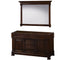 Wyndham AAA Andover 60" Double Bathroom Vanity In Dark Cherry No Countertop No Sink And 56" Mirror WCVTRAD60DDCCXSXXM56