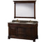 Wyndham AAA Andover 60" Double Bathroom Vanity In Dark Cherry Imperial Brown Granite Countertop Undermount Oval Sinks And 56" Mirror WCVTRAD60DDCIBUNOM56