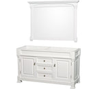 Wyndham AAA Andover 60" Double Bathroom Vanity In White No Countertop No Sink And 56" Mirror WCVTRAD60DWHCXSXXM56